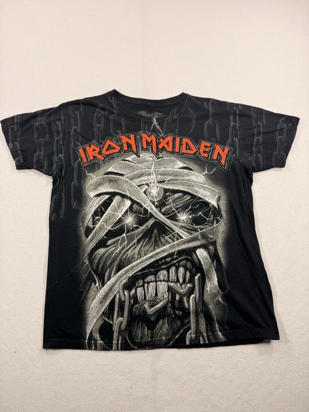 Vintage Y2K Iron Maiden AOP Streetwear Band T-Shirt Heavy Metal Grunge Large
